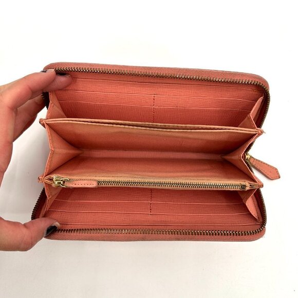 FENDI Light Barbie Pink Leather Full Zip Luxury Designer Long Wallet - Picture 8 of 12